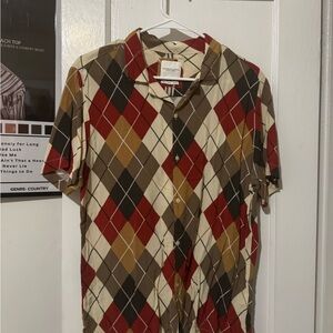 Denim & Flower Multicolor Argyle Button Down Shirt